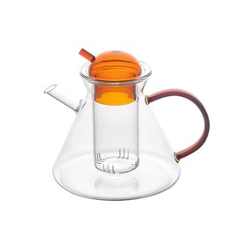 WAIT FLY Vintage Borosilicate Glass Teapot with Removable Infuser, 17 OZ Teapot for Loose Leaf and Blooming Tea, Stovetop and Microwave Safe-Amber-Teapot