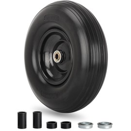 GICOOL 13" Wheelbarrow Tire, 4.00-6 Flat-free Solid Tire and Wheel, with 5/8" or 3/4" Bearings, 1.75" Centered Hub for Wheelbarrow/Wagon/Trolley/Garden Scooter Cart