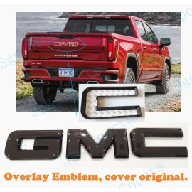 Auto GMC 2019-2025 GMC Sierra 1500 2500HD 3500HD Rear Tailgate Gloss Black OVERLAY Emblem