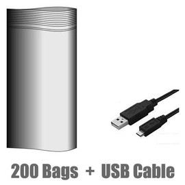 200 Bags - 2" x 3" Clear Reclosable Zipper Bag + Free 3 Feet Micro USB Cable (Value Pack)
