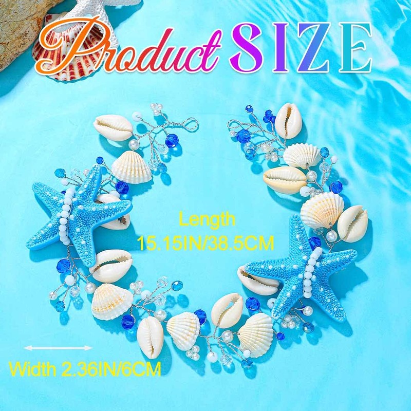 EASEDAILY Starfish Bride Wedding Hair Vine Silver Shell Headpieces Beach