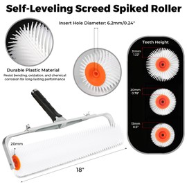 18" Self Leveling Concrete Spiked Roller: 13/20/31mm Spiked Roller for Epoxy Floor, Spiked Screeding Compound Roller for Cement Concrete Paint Tools from HexDorn
