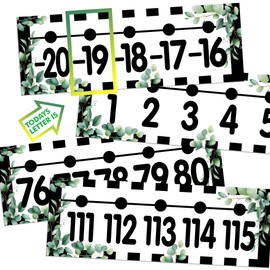 29 Pieces Number Line for Classroom Wall -20 to 120 Number Line Bulletin Board Border Eucalyptus Number Lines Eucalyptus Classroom Decorations Math Posters for Teachers