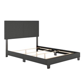 Boyd Sleep Milan Black Linen Full Size Fully Upholstered Platform Bed Frame with Adjustable Headboard - Qualified Box Spring or Foundation Required for Use