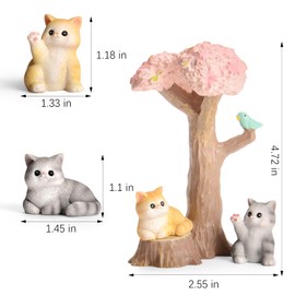 Miniature Cat Figurines Statue: 5 Pcs Mini Cat Figurines Set Cat Lover Gifts, Tiny Cat Ornaments Cute Office Desk Decor for Women, Kawaii Desk Decor Accessories Cat Gift for Cat Lovers (Multicolor)