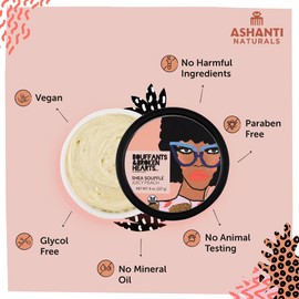 Ashanti Naturals Ashanti Naturals Scented Whipped Shea Butter for Skin | Moisturizing African Raw Shea Butter, Almond Oil and Coconut (Juicy Peach Souffle, 8oz)