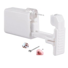 AM RONG MAGIC Upgraded Version Self Nose Piercing Gun Self Nose Piercing Gun Kit Safety Nose Piercing Gun Kit Tool (Silver—White Crystal)