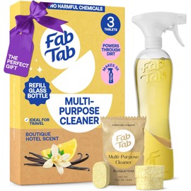 Fab Tab - Starter Cleaning Kit - Home-friendly Cleaning Solution With Refillable Glass Bottle - Fabtab Multi-surface Cleaner Tablets For A Modern, Eco-conscious Home - Plant-Based Products