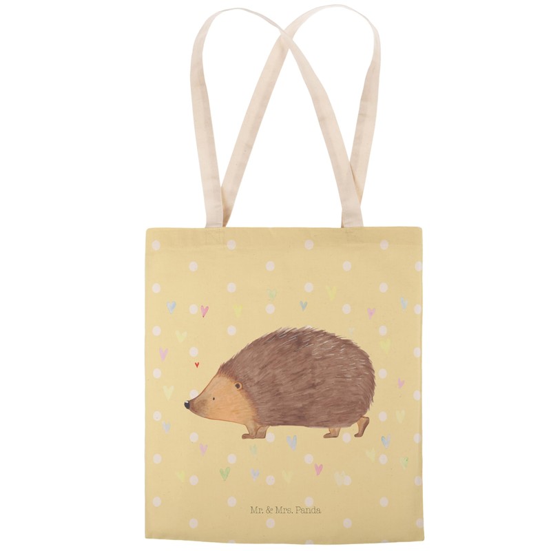 Mr. & Mrs. Panda Shopping Bag Hedgehog Hearts, yellow