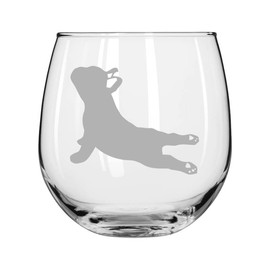 MIP Brand Wine Glass for Red or White Wine French Bulldog Yoga (16 oz Stemless)