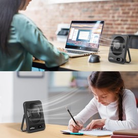 WHATOOK Small Desk Fan Personal Fans: 5000mah 25 Hours Battery Office Quiet Mini Desktop Fan Portable Rechargeable Travel Essentials