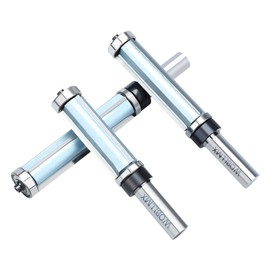 WOBLLMX Pack of 3 12 mm Shank, 3 Flutes Flush Cutter, Top and Bottom Ball Bearings, Carbide Blade, Handy, Durable and Sharp for Woodworking, DIY at Home