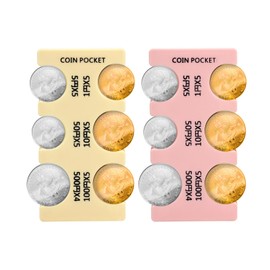 PEUTIER 2pcs Japanese Yen Coin Holders, Hard Case Yen Coin Organizer Storage Rectangle Plastic Coin Sorter Collection Purse Wallet Coin Dispenser with 6 Slots for Coin Change Holder Car Travel (Yellow & Pink)