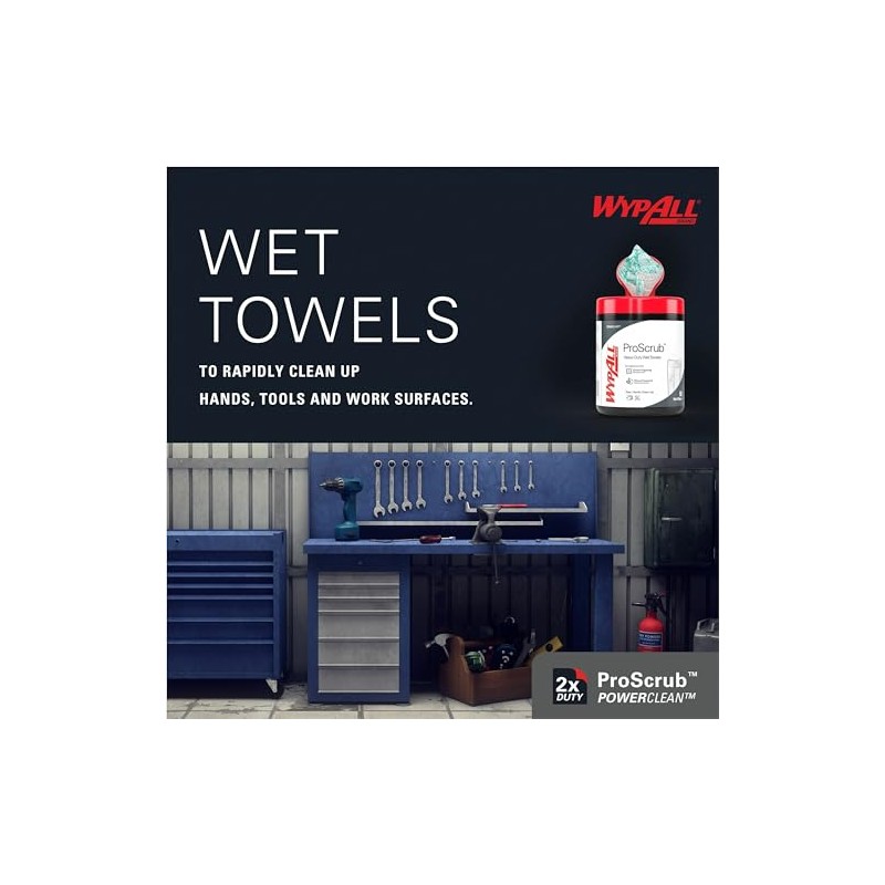 Wypall Waterless Cleaning Wipe, 12" x 10", Green 50 per