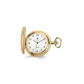 Sonia Jewels Charles Hubert Gold Men's Finish Brass White Dial Pocket Watch 14.5"