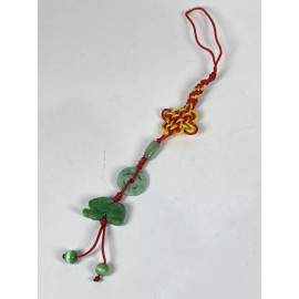 Unbranded Hand Carved Natural Jade Chinese Zodiac Rabbit Pendant Knot CellPhone Car Charm