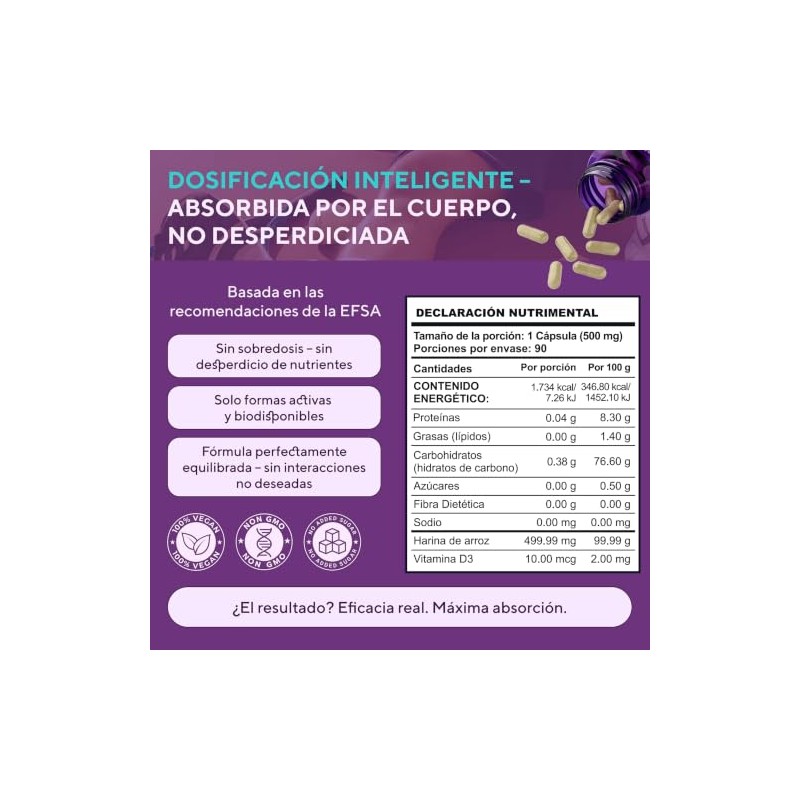 Vitamina 400 Harina Arroz Suplemento Vegano Huesos Músculos Dientes Inmunidad