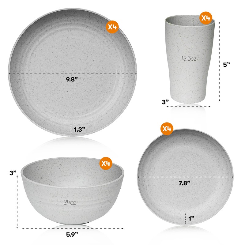 Wheat Straw Dinnerware Sets | Unbreakable Dinnerware Sets | Dishwasher