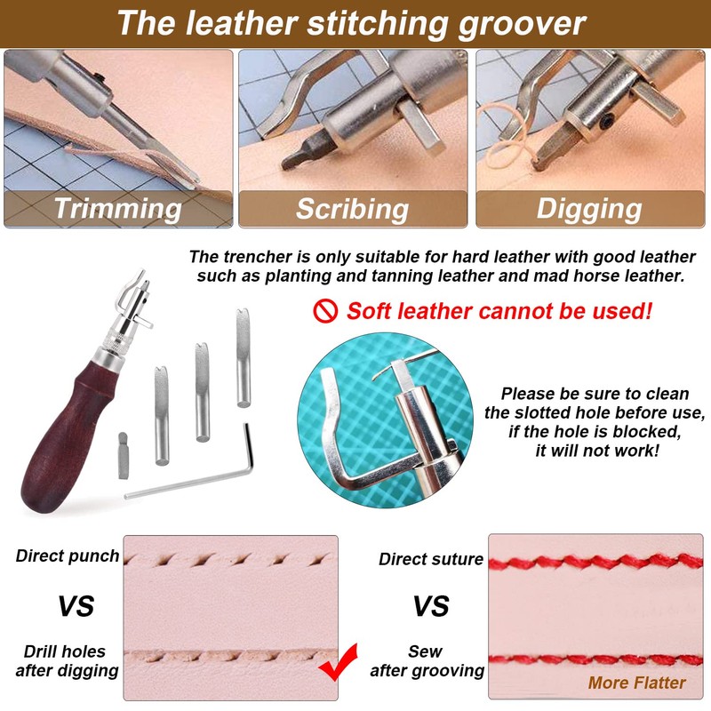 Leather Working Tools Kit, Leather Tool Set with Leather Groover,