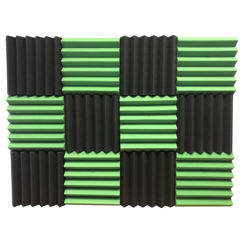 2" x 12" x 12" GREEN/CHARCOAL Black Acoustic Wedge Panels