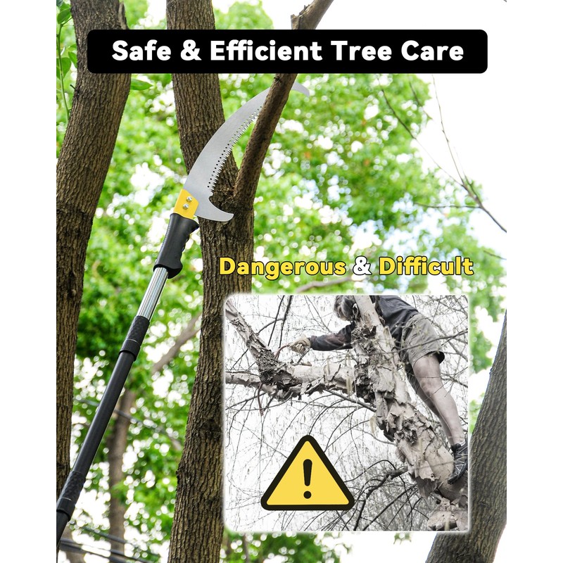BlumeTrec 14.5FT Pole Saw with Adjustable Length for Tree Trimming,