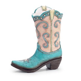 burton + BURTON Resin Cowgirl Boot Vase, 9.25-inch Height, Holiday Kitchen Accessories