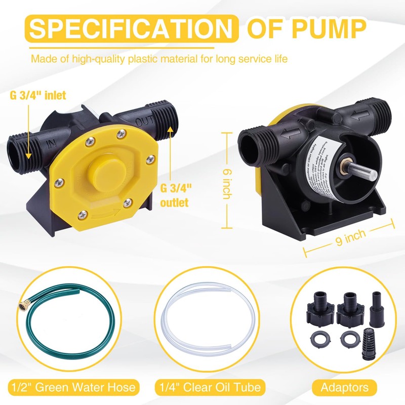 TOPWAY Self Priming Water Drill Pump Attachment with Suction and