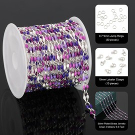 YOUBEIYEE 6.6 Feet Colorful Enamel Chain for Jewelry Making Silver Plated Brass Chains Bulk Women Necklace Bracelet DIY Jewelry Making Chain
