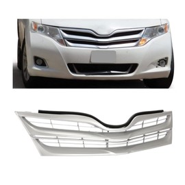 HECASA Front Upper Grille Compatible with 2013-2016 Toyota Venza Replacement for TO1200359C 531010T020 Silver Honeycomb Mesh Bumper