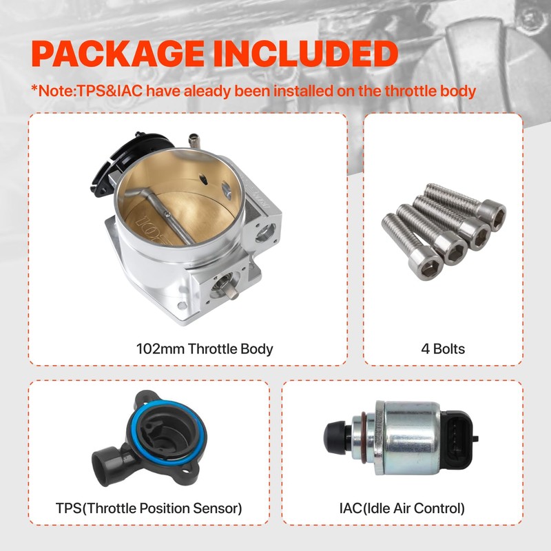Talynx 102mm Throttle Body with TPS & IAC Sensor 4-Bolt