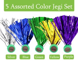 5 Assorted Color Jegi Set (Jaegi with The Bell) for Jegichagi Korean Squid Traditional Game Hand Eye Coordination Training Suitable For Family Gatherings