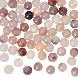 NBEADS About 76 Pcs Natural Quartz Crystal Beads, 10mm Faceted Round Stone Beads for DIY Craft Bracelet Jewelry Making, Hole: 1.2mm