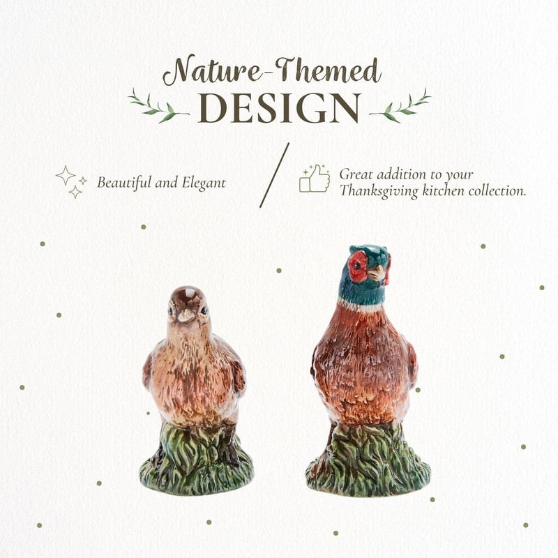 Spode 3.5" Pheasant-Shaped Salt and Pepper Shakers - Dolomite Ceramic