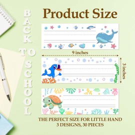 30 Name Tags for Classroom Cubbies, 3x9 in Ocean Animals Name Plates for Desks, Classroom Must Haves for Teachers Elementary - A06