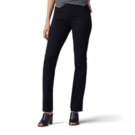 Lee Women's Ultra Lux Comfort with Flex Motion Straight Leg Jean Black 10 Medium