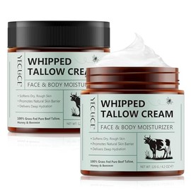 NIFEISHI Bálsamo De Sebo De Res Batido Y Miel(2 Unidades) Hidratante Facial Y Labial De Sebo Orgánico Y Alimentado Con Pasto Profundamente Hidratante Para Rostro Y Cuerpo 120 G/42 Oz