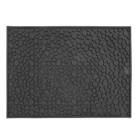 Non Slip Cup Mat Coffee Bean Design Desktop Bar Counter PVC Pad for Water Draining Filtering Black
