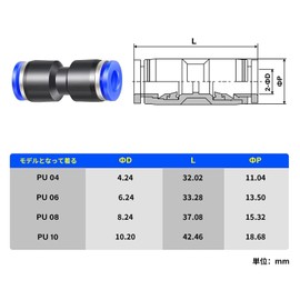 TAILONZ PNEUMATIC Blue Straight 2-Way 8MM Tube OD Push Connection Tube Quick Fitting Push Lock PU-8 (Pack of 10)