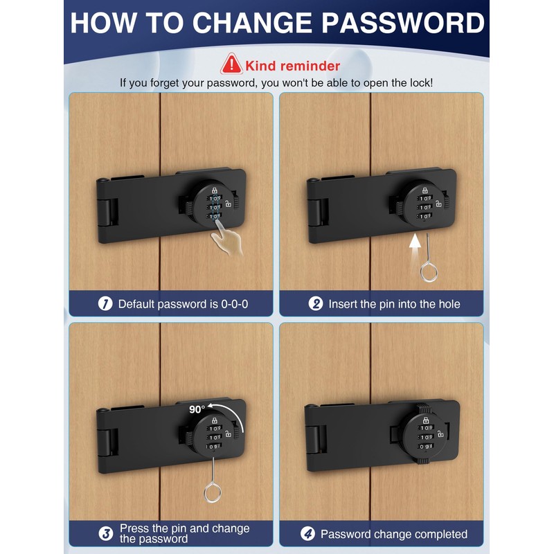 I-EASYDWW Keyless Cabinet Combination Lock, 3-Digit Password Twist Knob Hasp