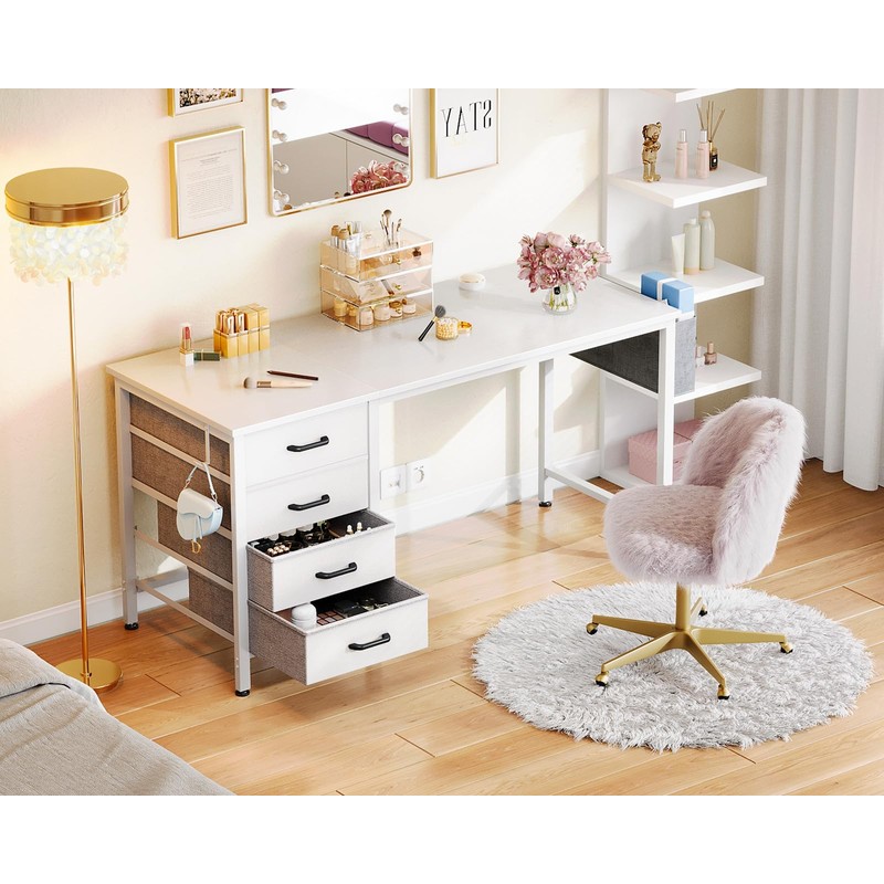 Casaottima 48-Inch Computer Desk with 4 Fabric Drawers — Home