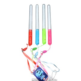 Glowtopia LED Mini Glitter Flashing Sticks Glow Re Usable 19cm - 4 Colours Available (4 Pack, Mixed Selection)