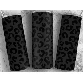 Unbranded Black On Black, Leopard Print,  Stainless Steel  Skinny 20oz Tumbler Lid & Straw