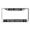 U.S. Army Retired Aviator Chrome License Plate Frame