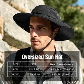 AYPOW XL XXL Sun Hats for Men, Large Size, Wide Brim, Lightweight & Breathable Summer UV Protection Fishing Hat, Waterproof & Quick Drying, Foldable Fishing Hat, Boonie, Safari Hats, Outdoor Hiking