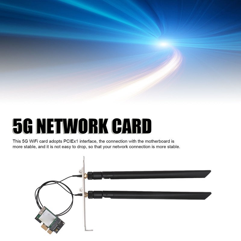 5G Network Card 2.4G 5G 867Mbps Dual Band PCIEx1 Interface