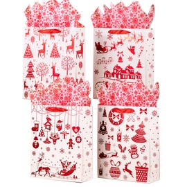 SHIPKEY 12 Pack Small Gift Bags with Gold Foil Stars, Small Gift Bags Assortment, Gift Bags for Favors, 18x8x23.5 cm Jewelry Gift Bags, Party Bags, Gold Gift Bags