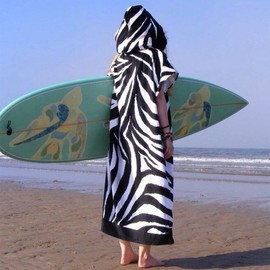Versatile Four-Season Microfiber Poncho Beach Towel for Swimming, Sports, Beach, and Outdoor Leisure 80*110cm/Zebra 4ea