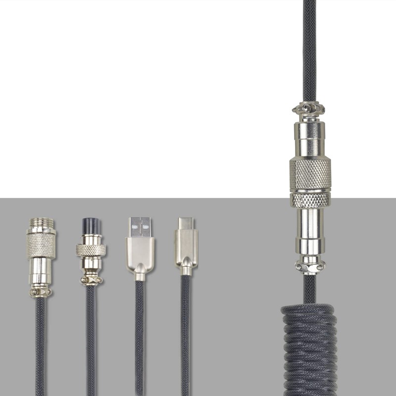 Coiled Gaming Keyboard Cable,Black Coiled Keyboard Cable USB C to