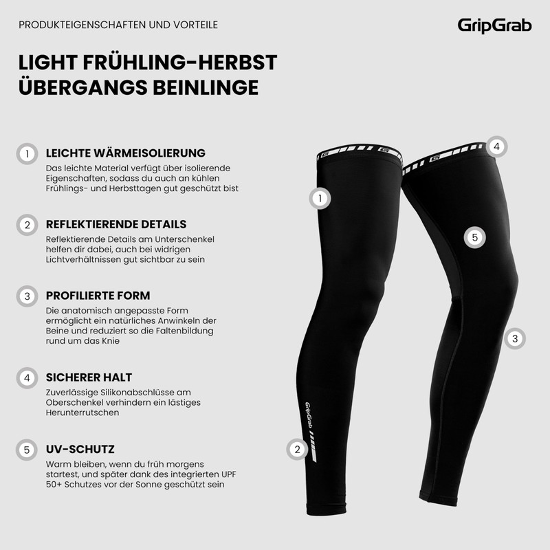GripGrab Men's Leg Warmers Light S Leg Warmers – Black,