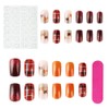 Autumn Press on Nails Medium Square - Fall Red Fake